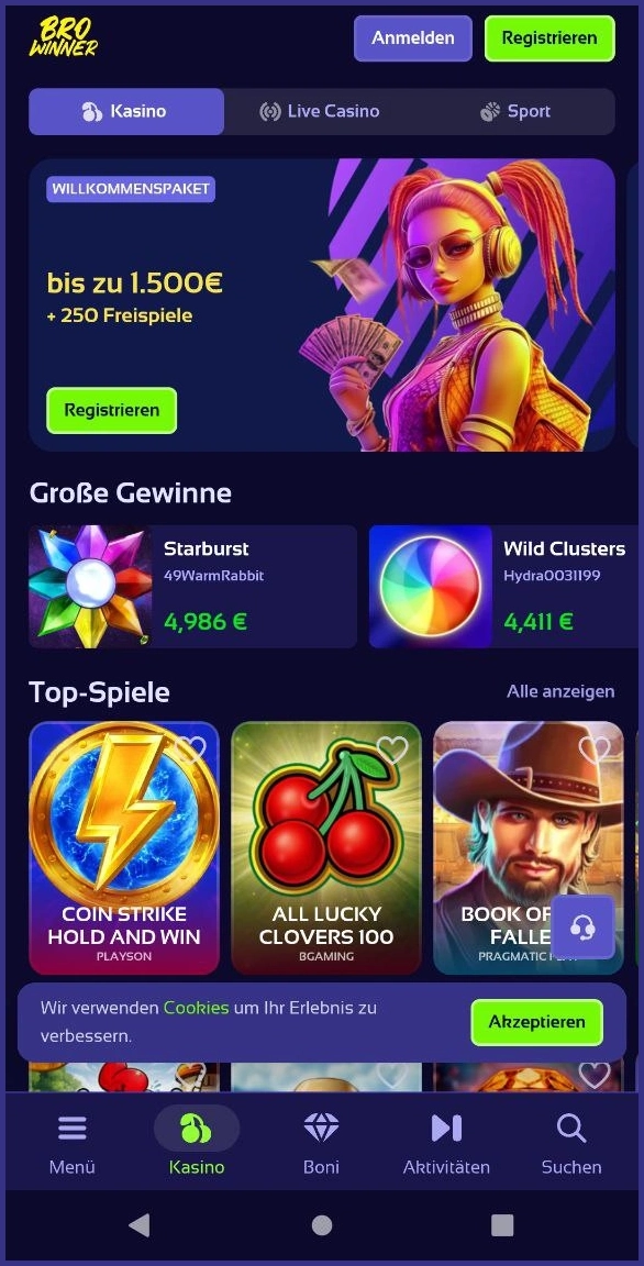 Optimierte mobile Version der Browinner-Website