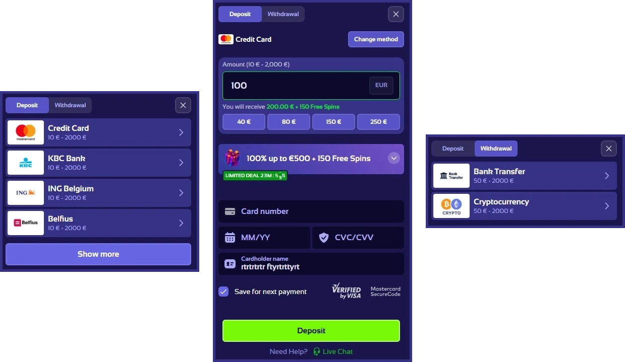 Informationen zu Ein- und Auszahlungen bei Browinner